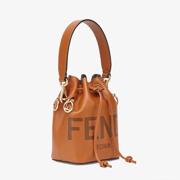 Affordable Brown Bag Mini Calf In Tresor Fendi Logo Mon Leather ROMA Bucket 0714